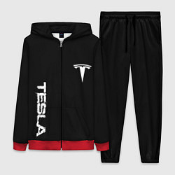 Женский 3D-костюм Tesla logo white, цвет: 3D-красный