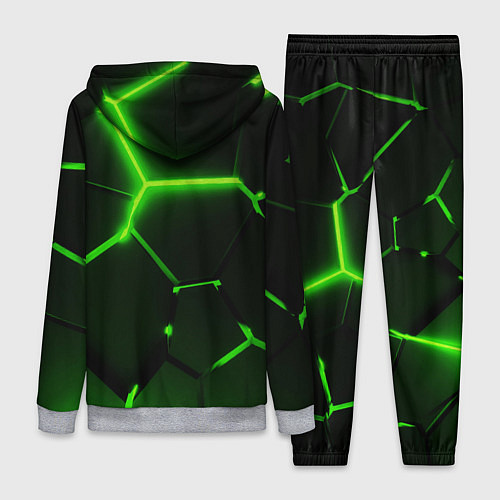 Женский костюм Темные зеленые неоновые плиты в разломе / 3D-Меланж – фото 2