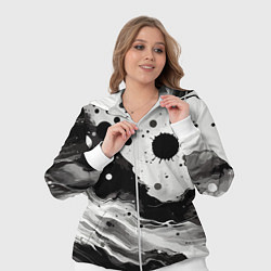 Женский 3D-костюм Чёрно-белая абстракция - кляксы, цвет: 3D-белый — фото 2