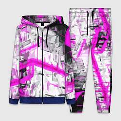 Женский костюм Бело-розовая абстракция на чёрном фоне