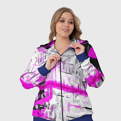 Женский 3D-костюм Бело-розовая абстракция на чёрном фоне, цвет: 3D-синий — фото 2