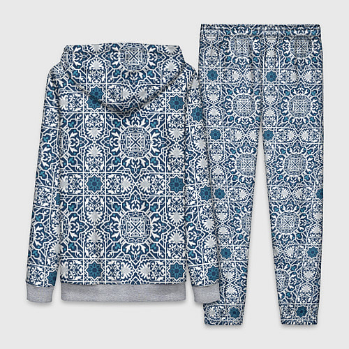 Женский костюм Геометрический узор бело-синий / 3D-Меланж – фото 2