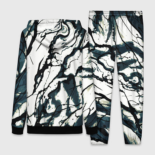 Женский костюм Абстрактная текстура мрамор белый с тёмно-синим / 3D-Черный – фото 2