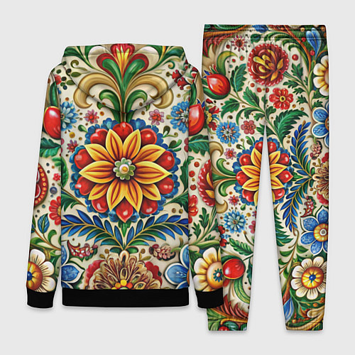 Женский костюм Русские классические узоры и орнамент / 3D-Черный – фото 2