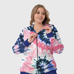 Женский 3D-костюм Розово синий тай дай - разводы краски на белом фон, цвет: 3D-синий — фото 2