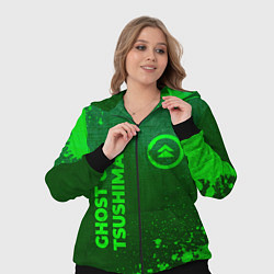 Женский 3D-костюм Ghost of Tsushima - green gradient вертикально, цвет: 3D-черный — фото 2