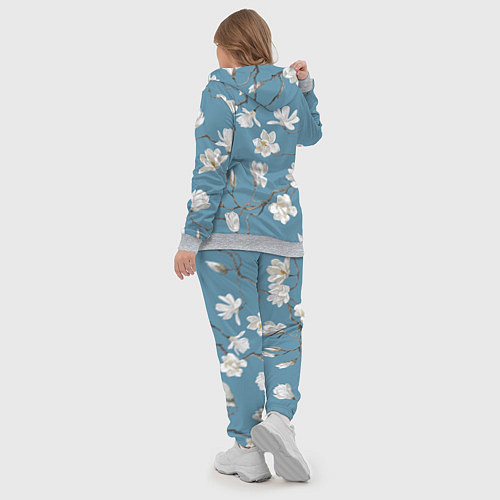 Женский костюм Цветы акварелью ветки магнолии / 3D-Меланж – фото 5