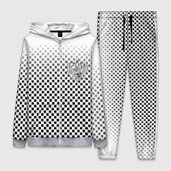 Женский 3D-костюм Герб РФ клетка паттерн, цвет: 3D-меланж