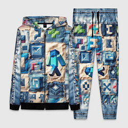 Женский 3D-костюм Minecraft шагает на пэчворк, цвет: 3D-черный