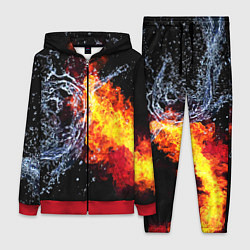 Женский 3D-костюм Столкновения огня и воды, цвет: 3D-красный