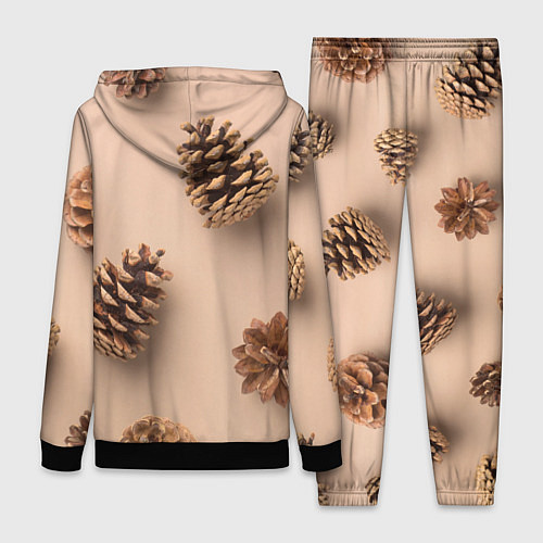 Женский костюм Еловые шишки на бежевом фоне / 3D-Черный – фото 2