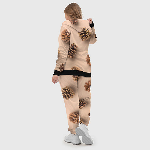 Женский костюм Еловые шишки на бежевом фоне / 3D-Черный – фото 5