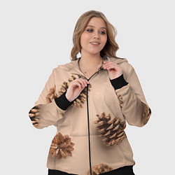 Женский 3D-костюм Еловые шишки на бежевом фоне, цвет: 3D-черный — фото 2