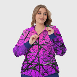 Женский 3D-костюм Чёрные волокна и фиолетовый градиент абстракция, цвет: 3D-синий — фото 2