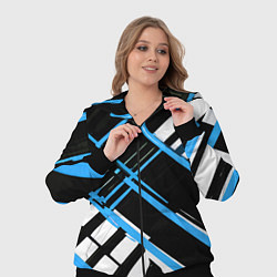 Женский 3D-костюм Сине-белые линии на чёрном фоне, цвет: 3D-черный — фото 2