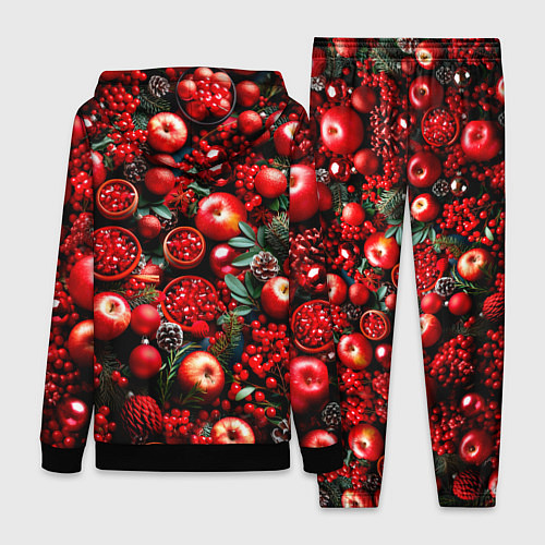 Женский костюм Рождественские ягоды и фрукты / 3D-Черный – фото 2