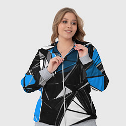 Женский 3D-костюм Сине-белые рельефные треугольники на чёрном фоне, цвет: 3D-меланж — фото 2
