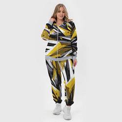 Женский 3D-костюм Чёрно-жёлто-белая абстракция, цвет: 3D-меланж — фото 2