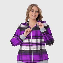 Женский 3D-костюм Фиолетово-белая ткань в клетку, цвет: 3D-меланж — фото 2