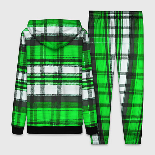 Женский костюм Зелёно-белая ткань в клетку / 3D-Черный – фото 2