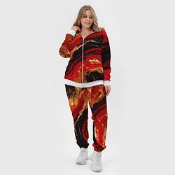 Женский 3D-костюм Красно-золотые брызги на чёрном фоне, цвет: 3D-белый — фото 2