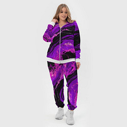 Женский 3D-костюм Фиолетовые брызги на чёрном фоне, цвет: 3D-белый — фото 2