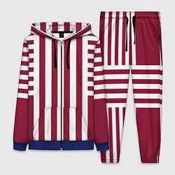 Женский костюм Бело красный узор в полоску