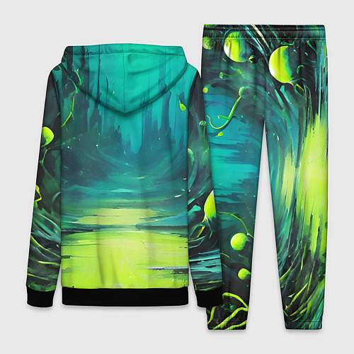 Женский костюм Зелёная кислотная абстракция / 3D-Черный – фото 2