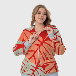 Женский 3D-костюм Отпечатки монстеры на красном, цвет: 3D-меланж — фото 2