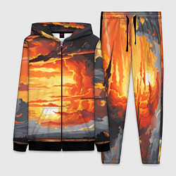 Женский 3D-костюм Багровый закат, цвет: 3D-черный