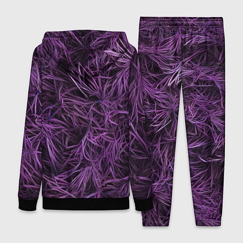 Женский костюм Фиолетовая трава на чёрном фоне / 3D-Черный – фото 2