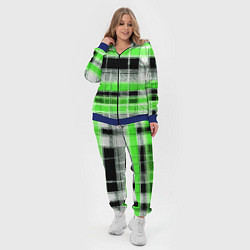 Женский 3D-костюм Белые полосы на чёрно-зелёном фоне, цвет: 3D-синий — фото 2