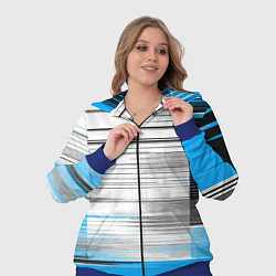 Женский 3D-костюм Чёрные вертикальные полосы на сине-белом фоне, цвет: 3D-синий — фото 2