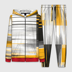 Женский костюм Чёрные вертикальные полосы на жёлто-белом фоне