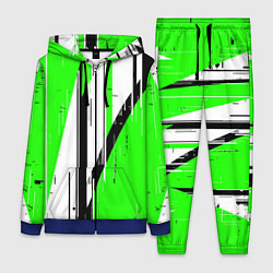 Женский 3D-костюм Black and white vertical stripes on a green backgr, цвет: 3D-синий
