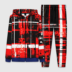 Женский 3D-костюм Красно-белый гранж на чёрном фоне, цвет: 3D-синий