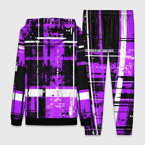 Женский костюм Фиолетово-белый гранж на чёрном фоне / 3D-Черный – фото 2