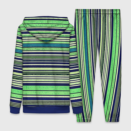 Женский костюм Сине-зелёный текстурные полосы / 3D-Синий – фото 2