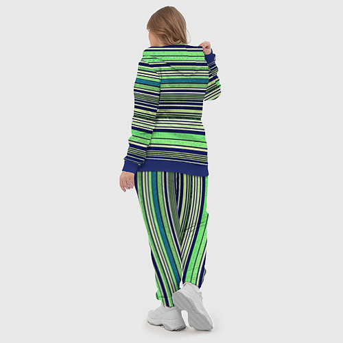 Женский костюм Сине-зелёный текстурные полосы / 3D-Синий – фото 5