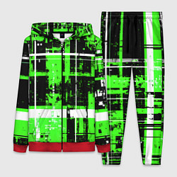 Женский костюм Зелёно-белый гранж на чёрном фоне