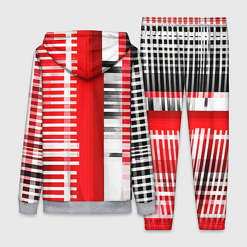 Женский костюм Белые полосы на чёрно-красном фоне / 3D-Меланж – фото 2