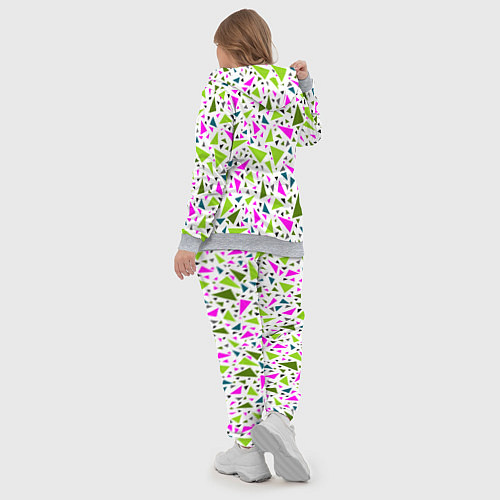 Женский костюм Разноцветные неоновые треугольники на белом фоне / 3D-Меланж – фото 5