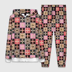 Женский 3D-костюм Разноцветная плитка с геометрическим рисунком, цвет: 3D-белый