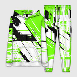 Женский 3D-костюм Diagonal black and green stripes on a white backgr, цвет: 3D-белый