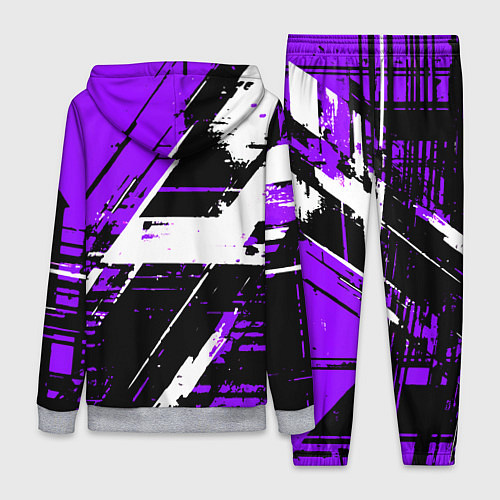 Женский костюм Diagonal black and white stripes on a purple backg / 3D-Меланж – фото 2