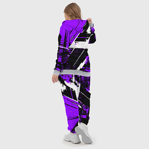 Женский костюм Diagonal black and white stripes on a purple backg / 3D-Меланж – фото 5