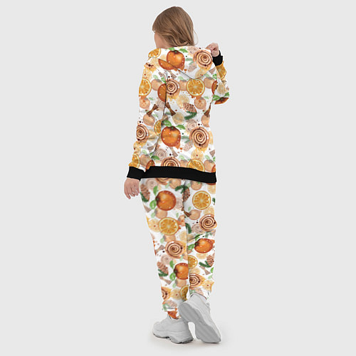 Женский костюм Апельсины, корица, булочки с корицей на светлом фо / 3D-Черный – фото 5
