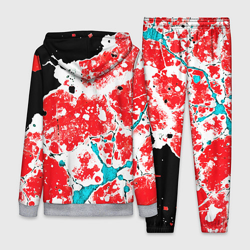 Женский костюм Сине красная абстракция на чёрном фоне / 3D-Меланж – фото 2