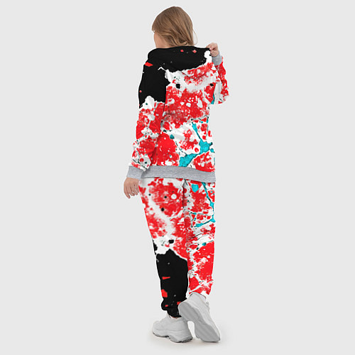 Женский костюм Сине красная абстракция на чёрном фоне / 3D-Меланж – фото 5