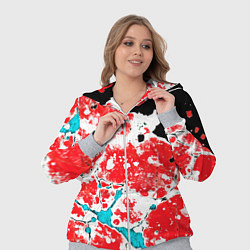 Женский 3D-костюм Сине красная абстракция на чёрном фоне, цвет: 3D-меланж — фото 2